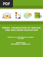 Ped04-Foundation of Special and Inclusive Education: Exclusive For SLSU Gumaca Students Use Only