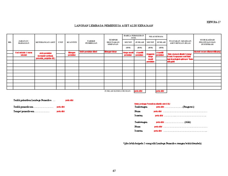 Contoh Kew Pa 17 Laporan Lembaga Pemeriksa