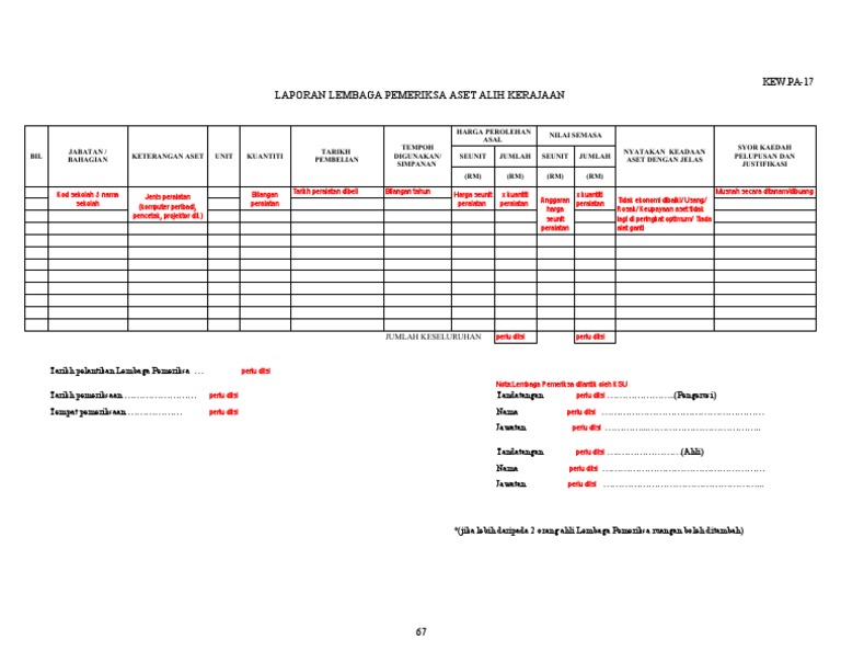 Contoh Kew Pa 17 Laporan Lembaga Pemeriksa Pdf