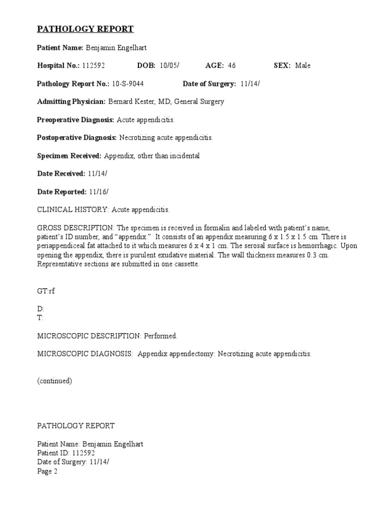 Necrotizing Acute Appendicitis Report | PDF | Wellness | Science ...