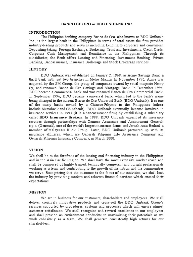 Banco de Oro PDF Economies Financial Services