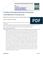 Correlates of Transformational and Transactional Leadership Styles of Entrepreneurs