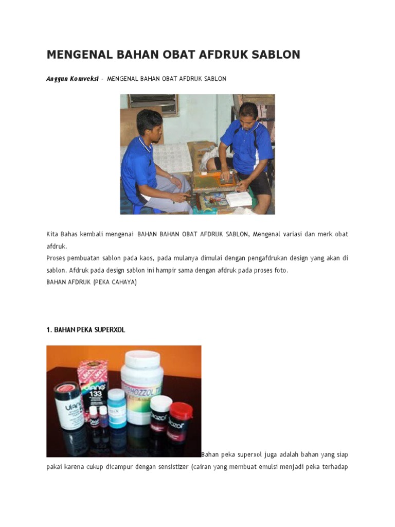 Mengenal Bahan Obat Afdruk Sablon | PDF