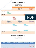 Philosophy Class Schedule 1st Sem 2020-2021