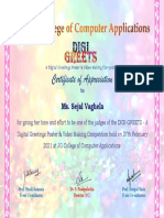 Certificate of Appreciation: Ms. Sejal Vaghela