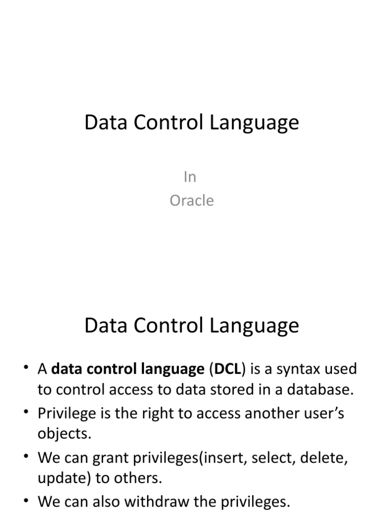 Data Control Language | PDF | Data | Information Technology Management