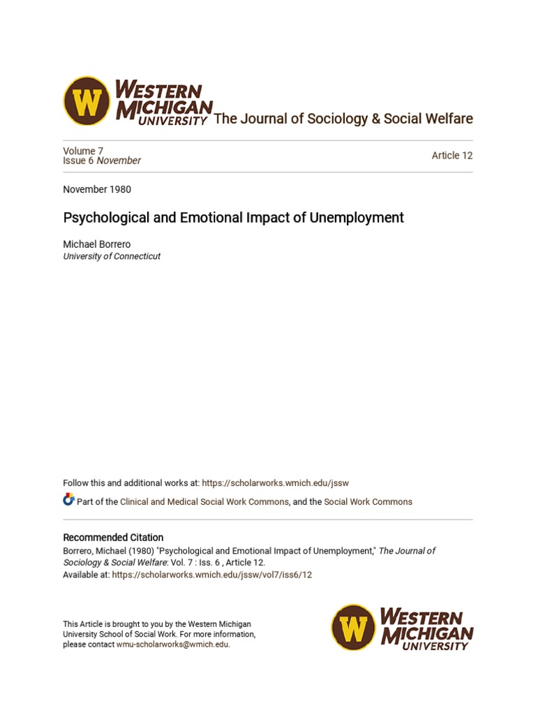 Impact of Unemployment on Mental Health | PDF | Depression (Mood ...