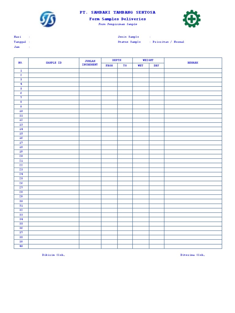 Formulir Pengiriman Sample Tambang | PDF