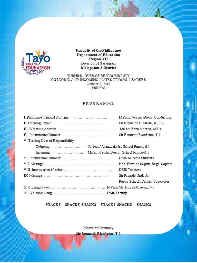 Turn over ceremony installation pdf