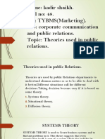 Name: Kadir Shaikh. Roll No: 48. STD: TYBMS (Marketing) - Sub: Corporate Communication and Public Relations. Topic: Theories Used in Public Relations