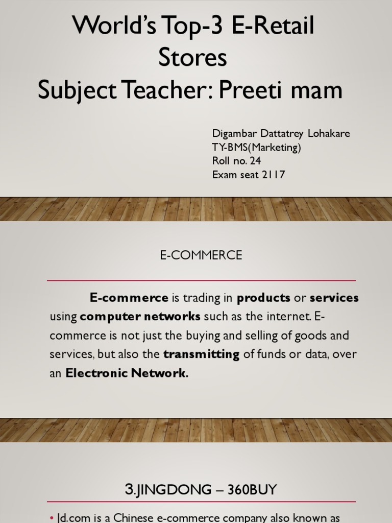 World's Top3 ERetail Stores Subject Teacher Preeti Mam PDF Apple