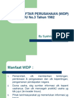 Wajib Daftar Perusahaan (WDP) UU No.3 Tahun 1982: by Syahrida, SH., MH