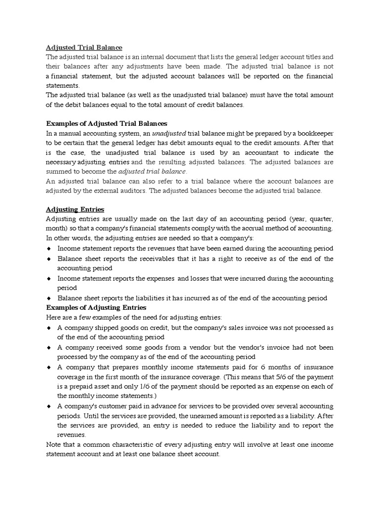 Adjusted Trial Balance Overview | PDF | Debits And Credits | Financial ...