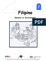 Filipino 6 DLP 37 - Opinyon at Katotohanan