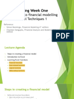 Teaching Week One: Introduction To Financial Modelling & Excel Techniques 1