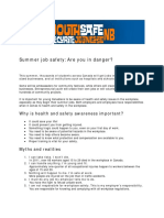 Summer Job Safety: Are You in Danger?: Why Is Health and Safety Awareness Important?