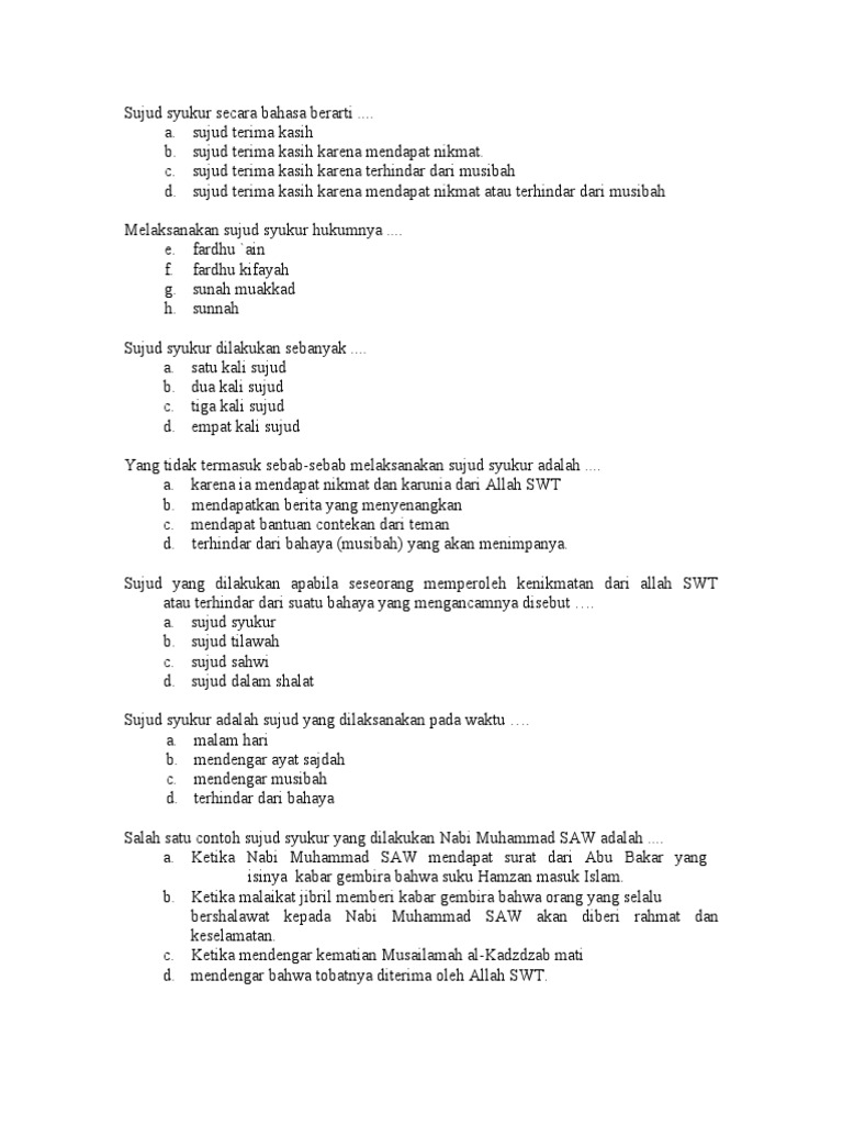 Sujud Tilawah Dilakukan Sebanyak