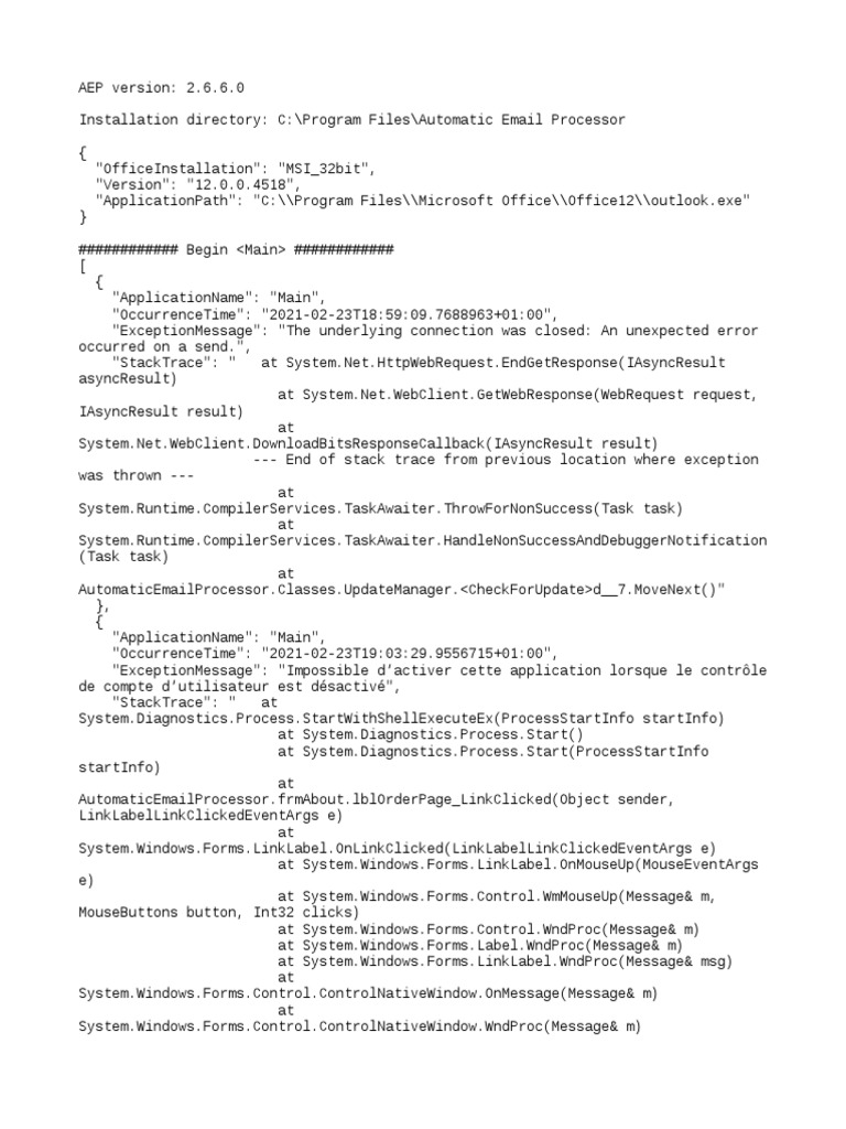 Email Processor Error Log | PDF | Computing Platforms | Computer ...