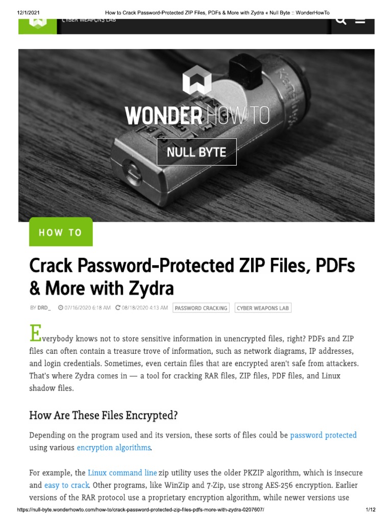 Crack Password-Protected ZIP Files, PDFs & More With Zydra | PDF