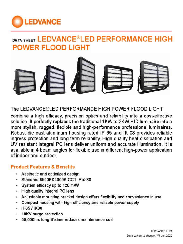 Led Performance High Power Flood Light | PDF | Lighting | Manufactured ...