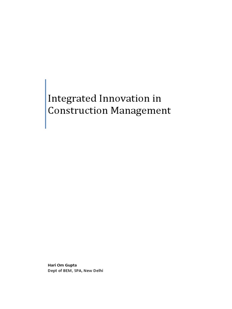 Integrated Innovation in Construction Management | PDF | Innovation ...