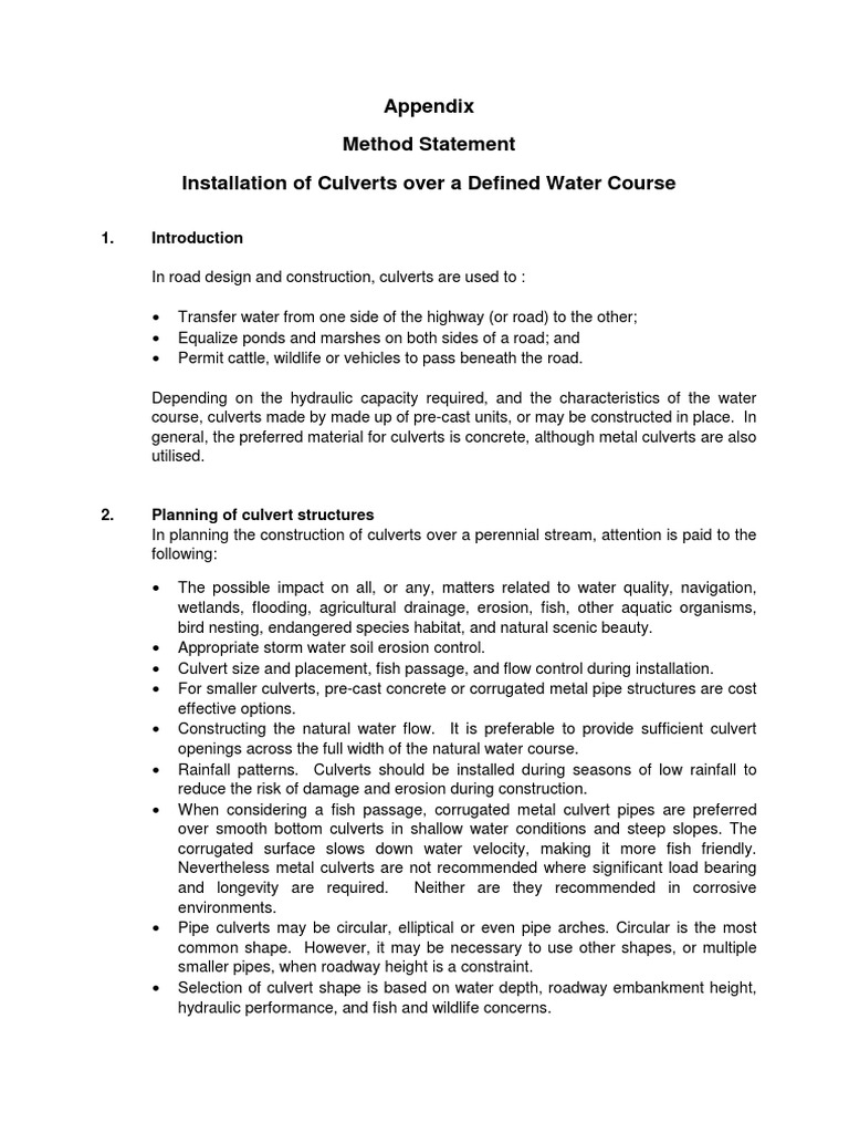 Step-by-Step Culvert Installation Guide | PDF | Road | Concrete