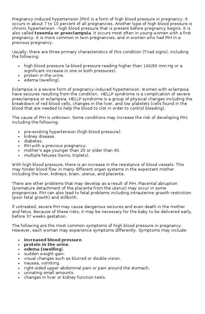Increased Blood Pressure. Protein in The Urine. Edema (Swelling) PDF