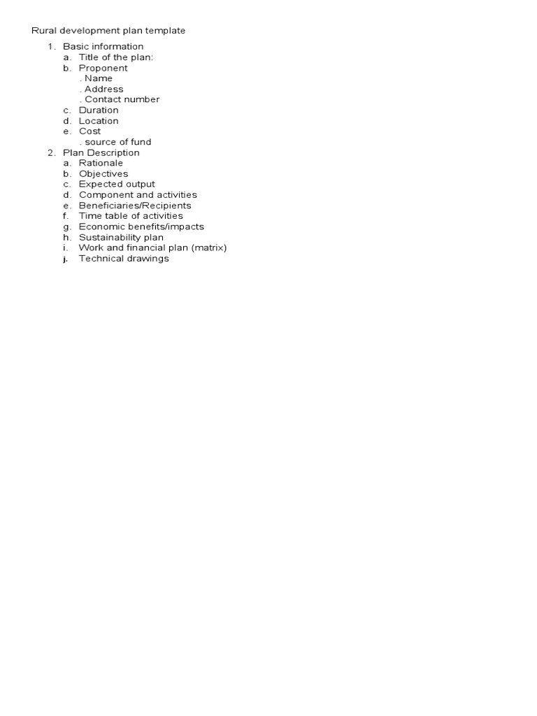 Rural Development Plan Template | PDF | Business | Finance & Money ...
