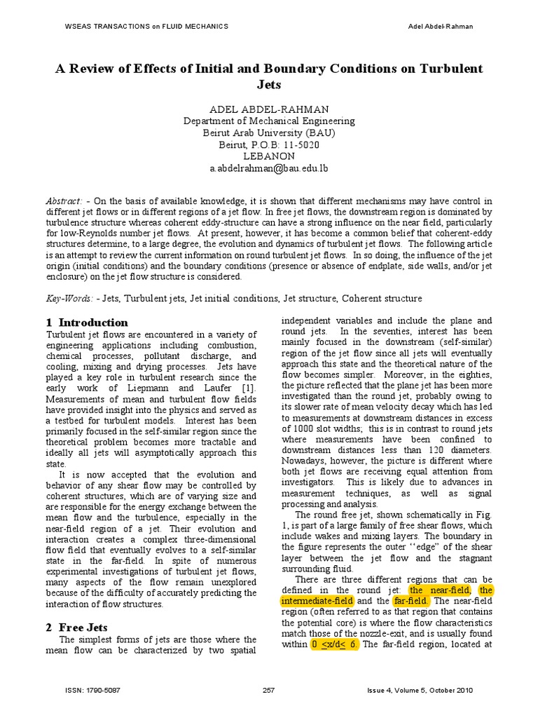 Effects of Conditions on Turbulent Jets | PDF | Reynolds Number ...