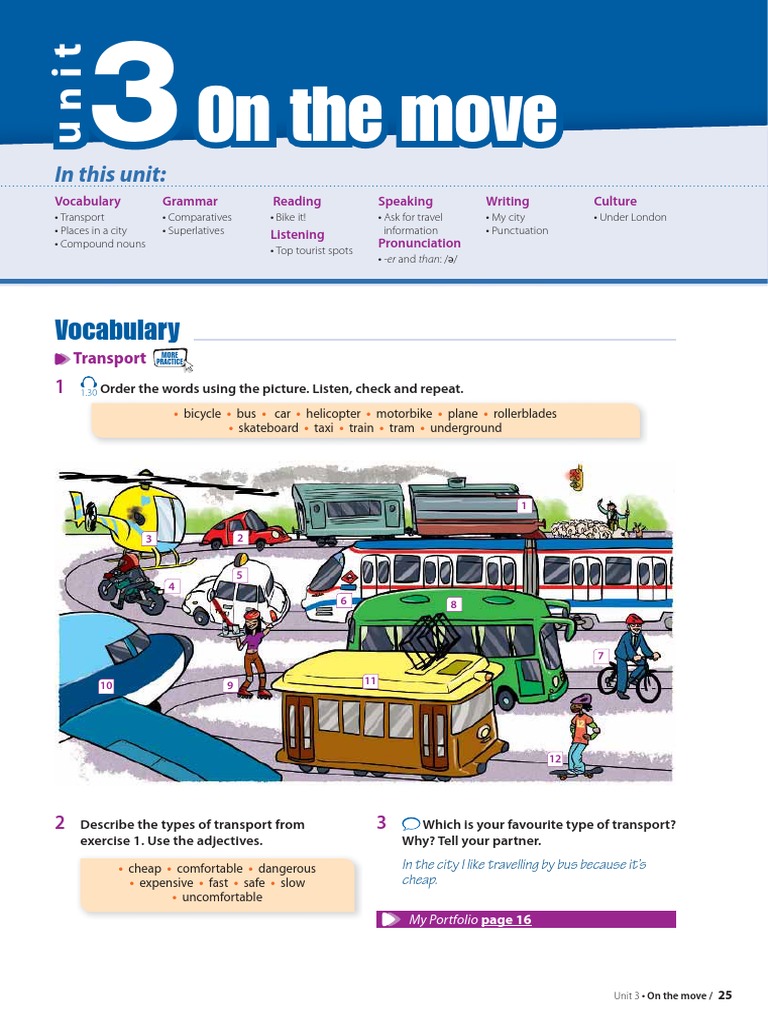 On The Move Vocabulary PDF Rapid Transit Transport