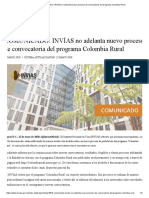 COMUNICADO_ INVÍAS no adelanta nuevo proceso de convocatoria del programa Colombia Rural