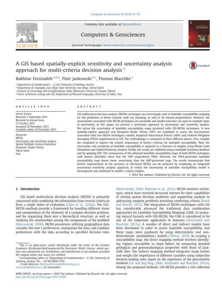 A GIS Based Spatially - Explicit Sensitivity and Uncertainty Analysis ...