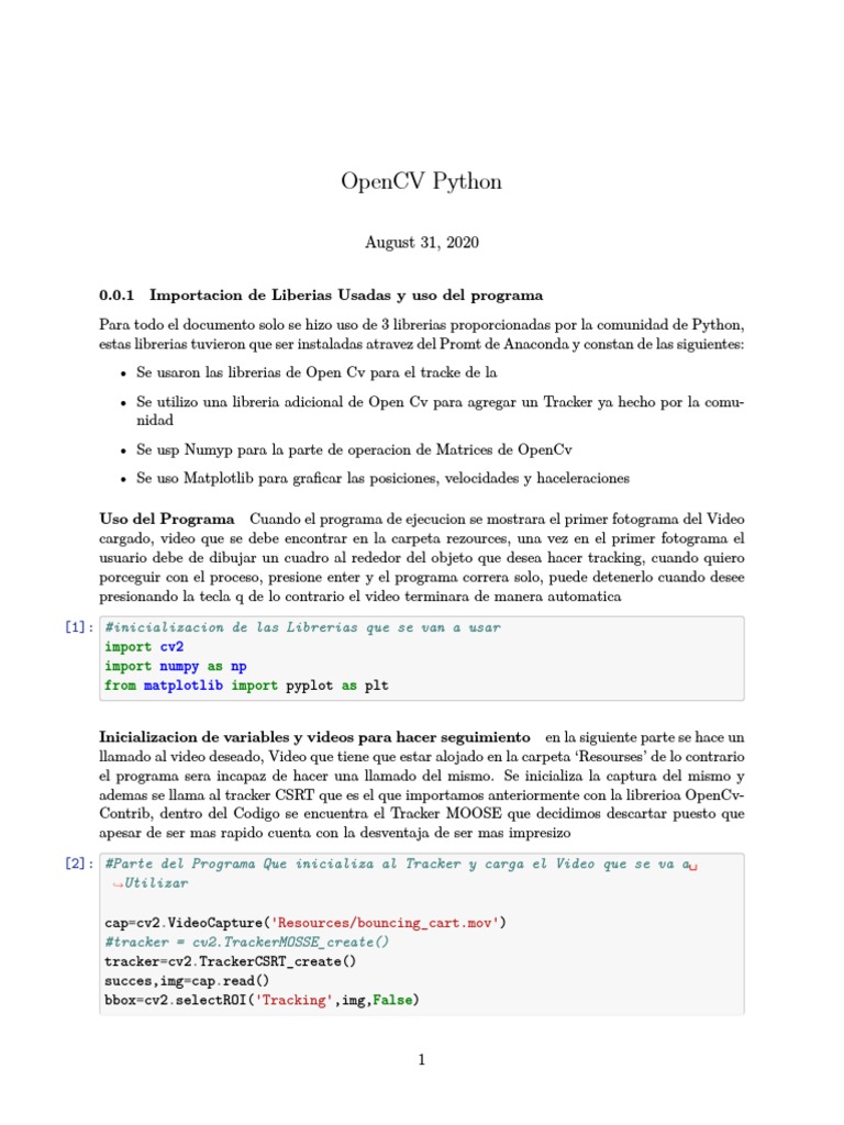 Análisis de seguimiento de objetos mediante OpenCV y Python | PDF ...
