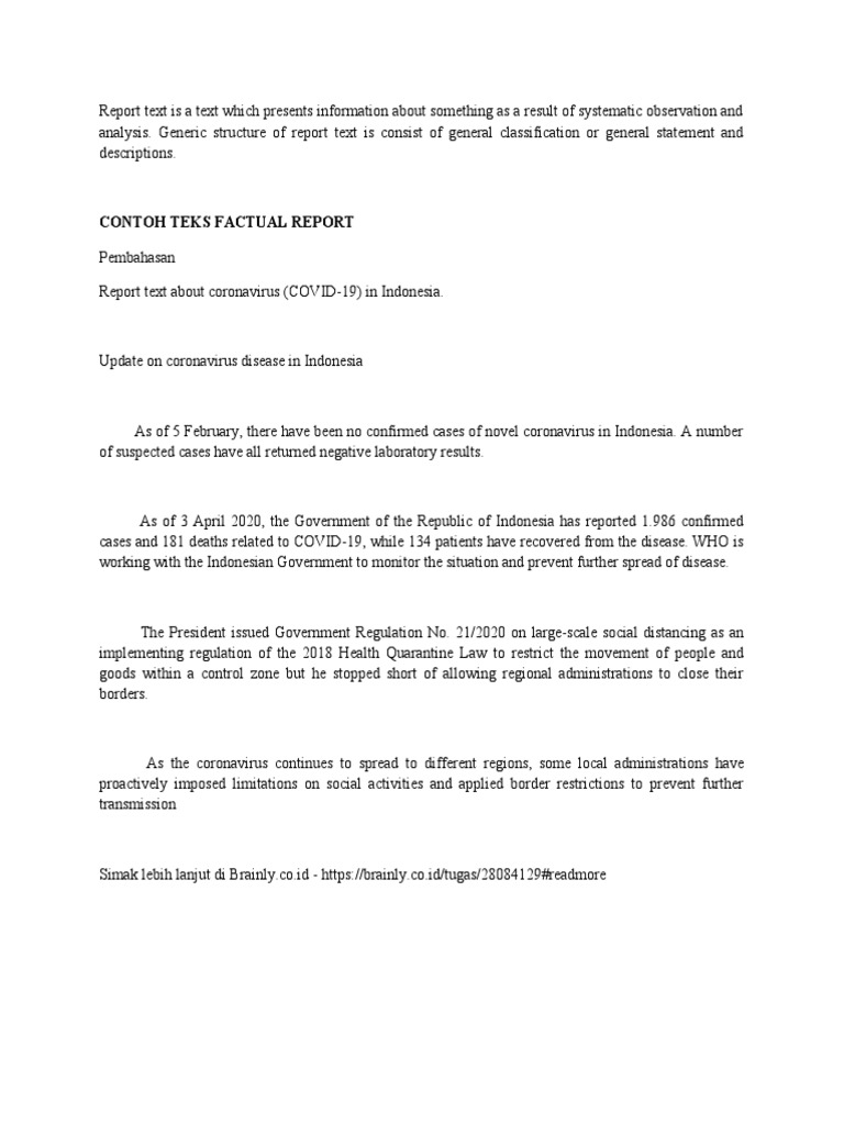 Contoh Teks Factual Report | PDF