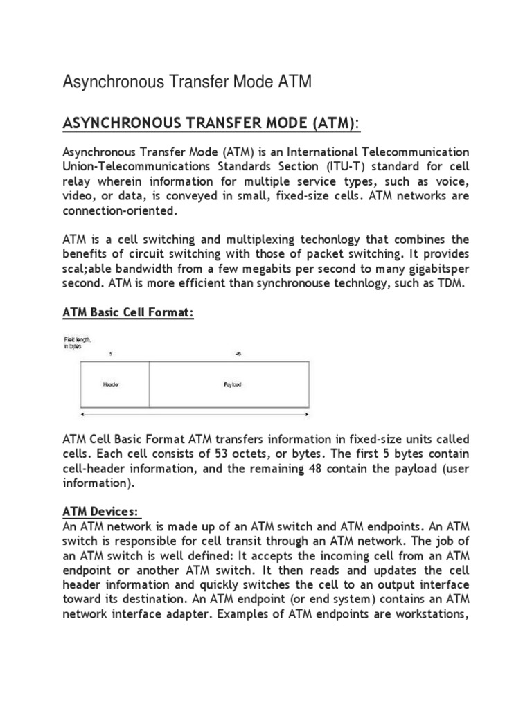 Understanding Asynchronous Transfer Mode (ATM) | PDF | Technology ...