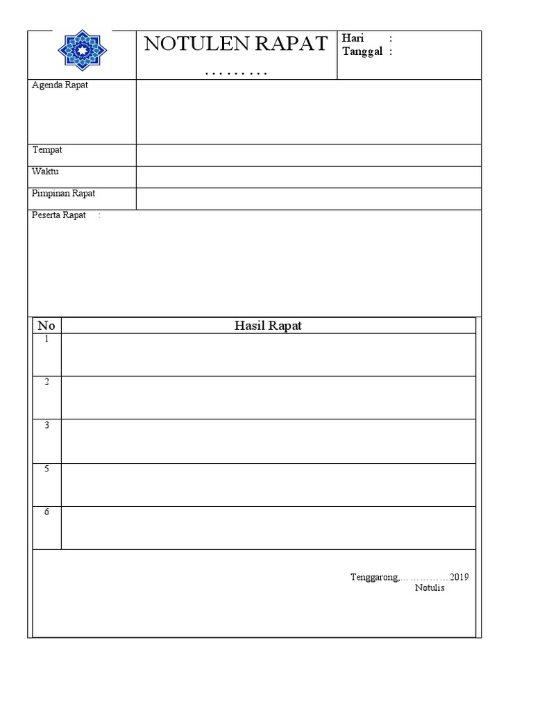 02 Form Notula Rapat Panitia | PDF | Bisnis