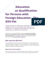 Higher Education Entrance Qualification For Persons With Foreign Education