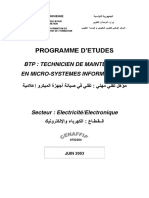 Programme d Etudes Btp - Technicien de Maintenance en Micro-systemes Informatiques. Secteur - Electricité - electronique Juin 2003 الجمهورية التونسية