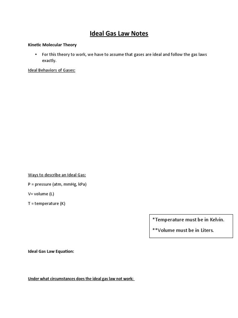 Ideal Gas Law Overview and Practice | PDF