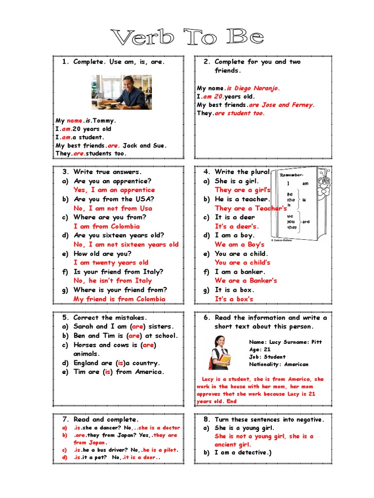 Verb Be Worksheet PDF Morphology Language Mechanics