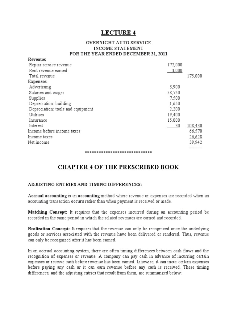 Lecture 4 - Income Statement - Adjusting Entries | PDF | Debits And ...