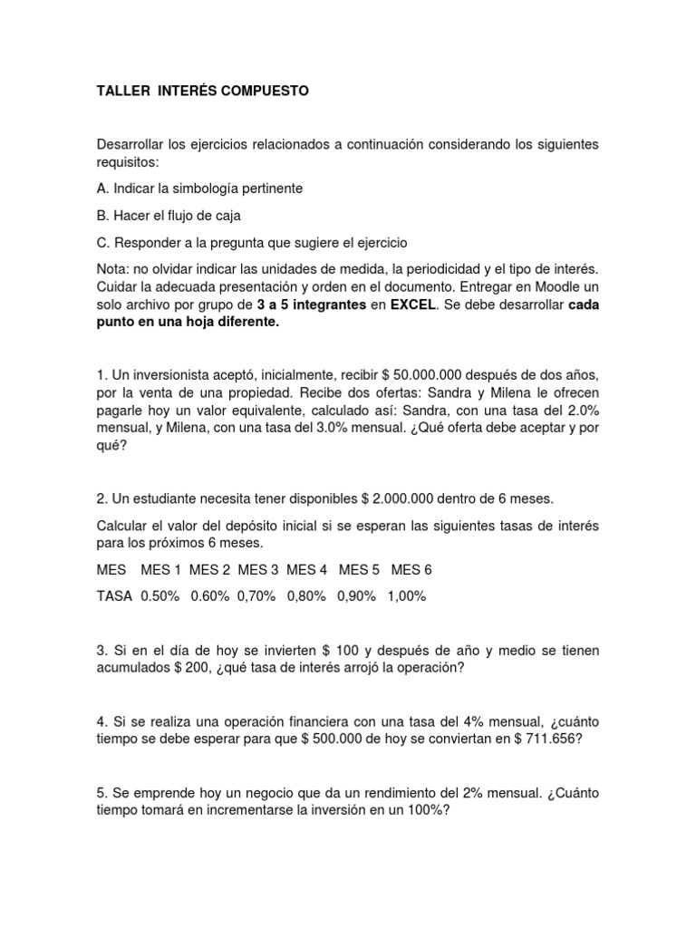 Ejercicios de Interés Compuesto en Finanzas | PDF | Economias | Inversiones
