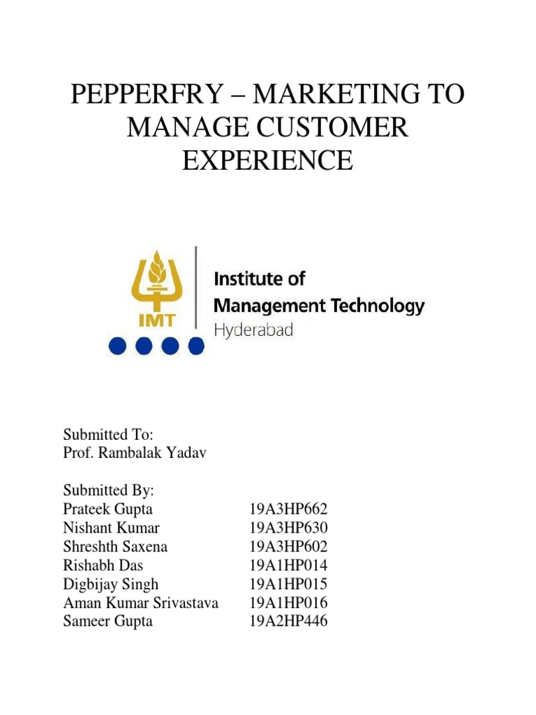 Pepperfry Marketing To Manage Customer Experience PDF Online Shopping Retail
