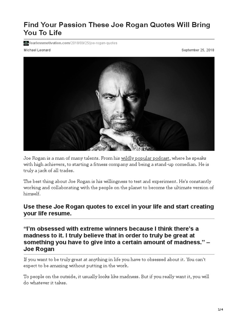 Joe Rogan Quotes to Ignite Passion | PDF | Self-Improvement