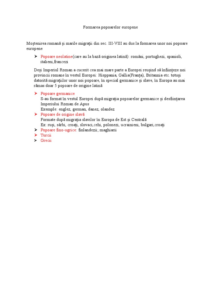 Formarea Popoarelor Europene | PDF