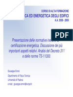 Fisica Ed Energetica Degli Edifici - Decreto 311, UNI TS 11300 e Altra Normativa