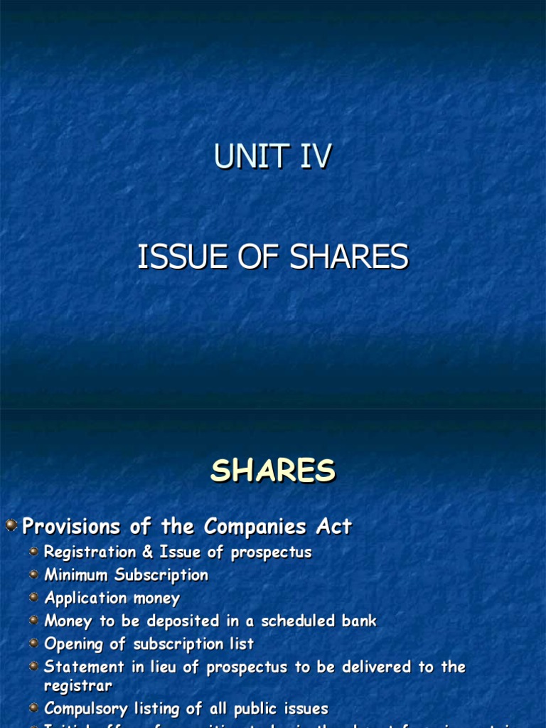 Overview of Share Issuance Regulations | PDF | Stocks | Securities ...