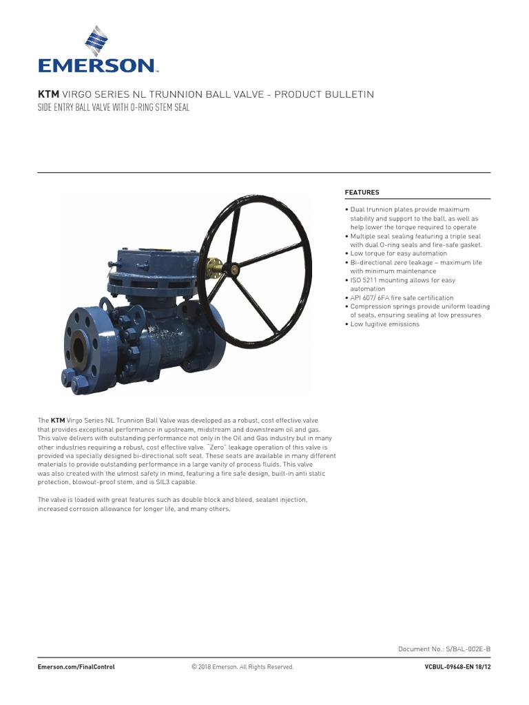 Data Sheets KTM Virgo Series N Trunnion Ball Valve KTM en en 5445706