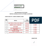 Fișă individuală de coduri pentru cursurile de pe platforma classroom- CARMEN COMAN