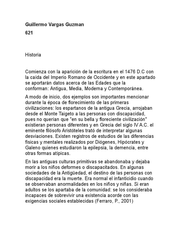 Historia de la Discapacidad en la Antigüedad | PDF | Invalidez | Medicina